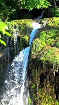 waterfall in the forest close up clean water 