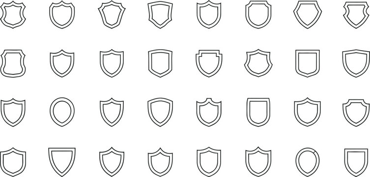 Collection of diverse shield outline in a grid pattern emblem crest badge