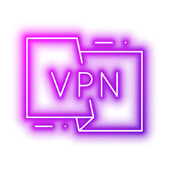 Fototapeta premium Browser Window With VPN Text For Secure Access. Neon glowing effect icon