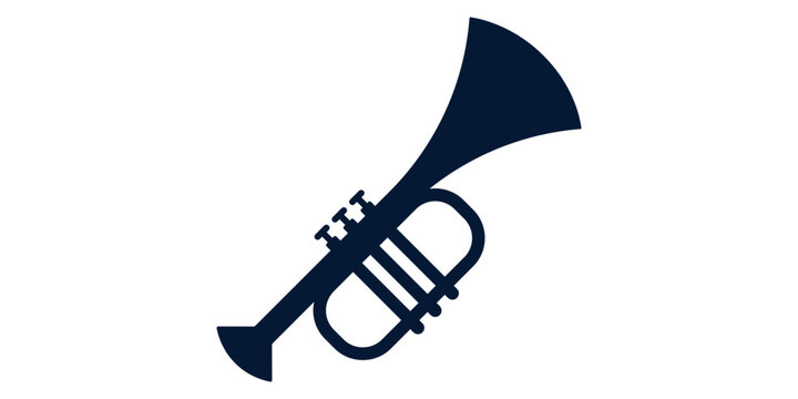Trumpet silhouette style icon design, Music sound melody song musical art and composition theme Vector illustration