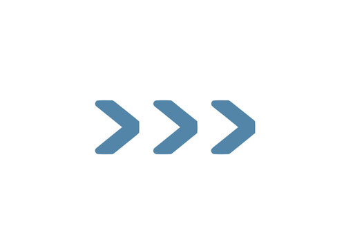 Three Blue Directional Arrows Pointing Right - Minimalist Progress and Navigation Icon