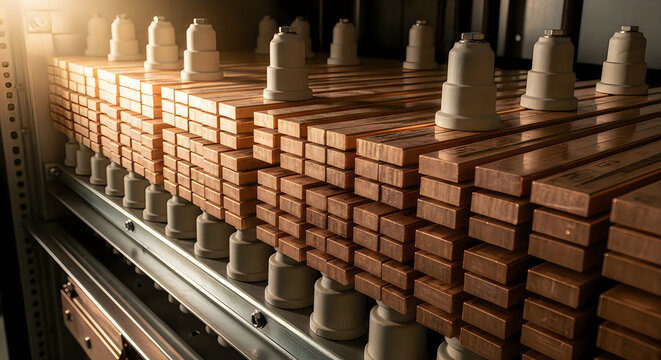Industrial Copper Busbars and Ceramic Insulators in Power Cabinet