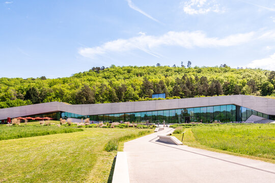 Montignac, France - April 20, 2026: The International Centre for Parietal Art, built by Sn&oslash;hetta, houses Lascaux IV, the latest replica of the original cave, and an interactive museum opened in 2016.