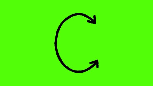 Loop Arrow Icon: A simple black loop arrow graphic with two arrowheads, illustrating a circular motion or repetition on a vibrant green background.