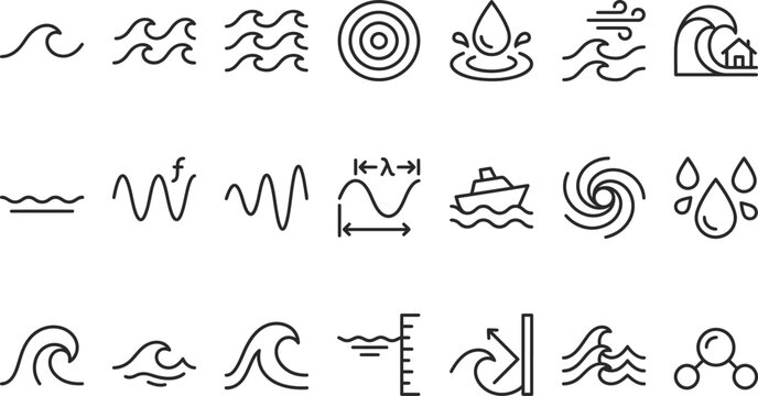 Collection of water and weather vector icons