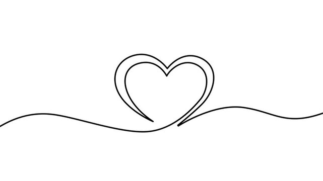 Single Line Heart Art: A minimalist heart rendered in a continuous single line, symbolizing love and connection with a simple, elegant design.