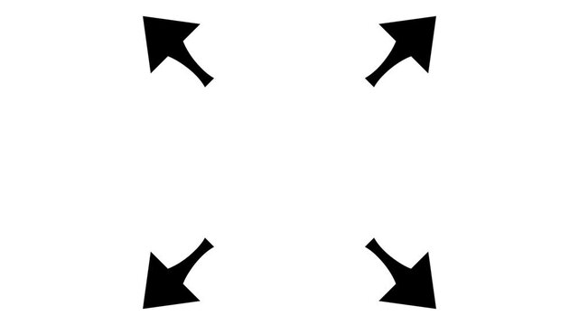Expand Arrows Symbol: Four black arrows pointing outwards from a central point, symbolizing expansion, growth, or a full-screen option.