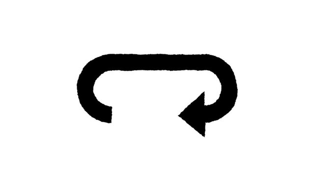 Circular Arrow Symbol: A simple, bold black circular arrow symbol indicating a repeat or refresh action on a plain white background.