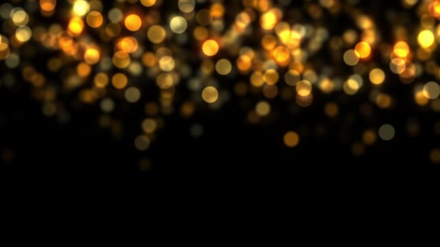golden glowing bokeh particles falling abstract background