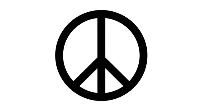 Black and white iconic peace symbol sign.