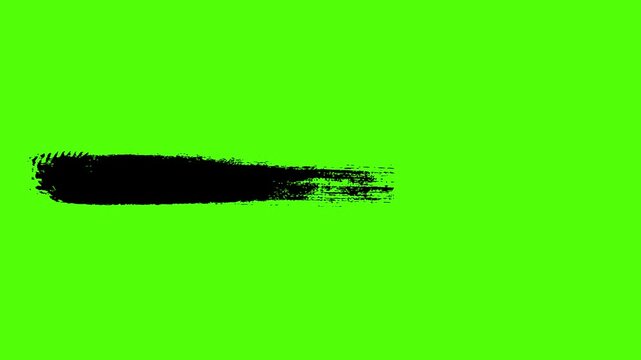 Black Brush Stroke on Green Screen: A bold, textured black brush stroke sweeps across a vibrant green screen background, ideal for visual effects and motion graphics.