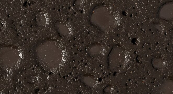 Close-up of Muddy Surface with Puddles and Textures.