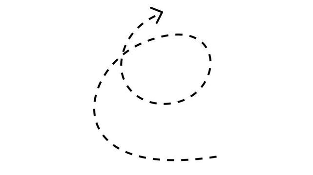 Dotted Arrow Path: A dynamic dotted line forms an arrow, curving upwards and to the right, symbolizing direction, movement, or a journey with a clear trajectory.
