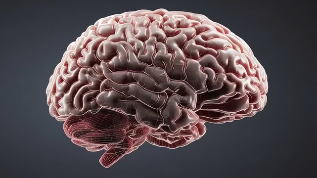 Detailed 3D Visualization Of Human Brain Anatomy.
