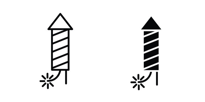 Fireworks rocket sign symbol Isolated. Vector Illustration.