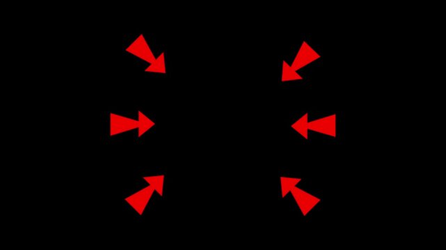 Red Arrows Converging: A stark graphic design features six bold red arrows, three on each side, converging towards the center, symbolizing direction, focus, and a unified approach.