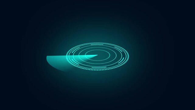 Cyan radar screen layout with minimalist scanning sweep. Radar screen symbol for technology dashboard navigation telemetry display. Digital radar screen animation for tech interface.