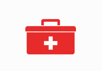 Fototapeta premium Red First Aid Kit Icon Vector for Medical Emergency and Healthcare Concepts