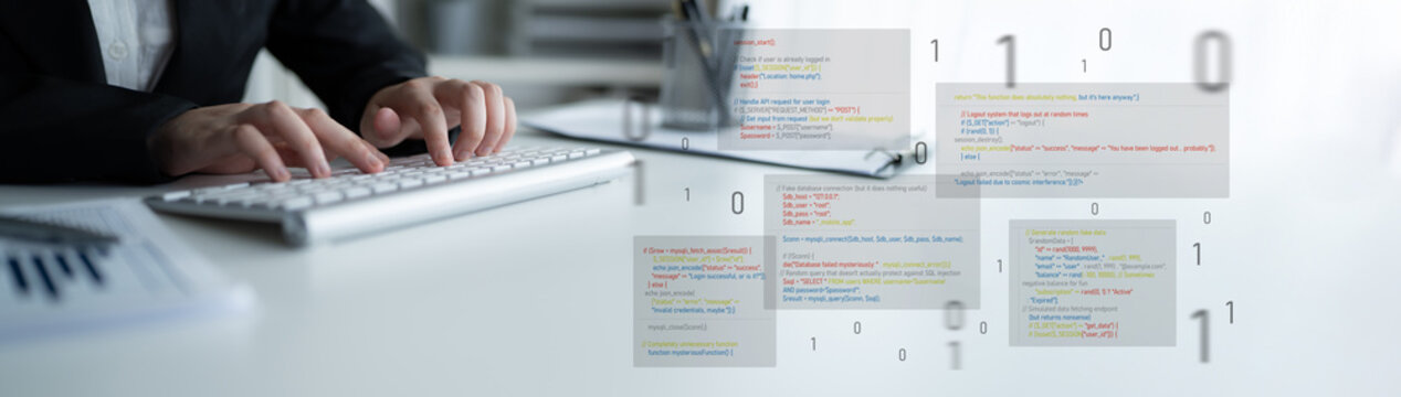 Unsecure and buggy programming code filled with errors and strange logic. Code contains insecure queries, broken validation, weird functions, and programming flaws for demonstration. Latch