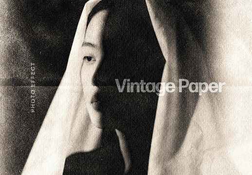 Vintage Paper Photo Effect - Aged Texture for Album Cover & Social Media (PSD)