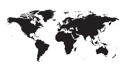 World map silhouette black ink grunge texture for global travel, geography education, and international business branding © TAIFUR
