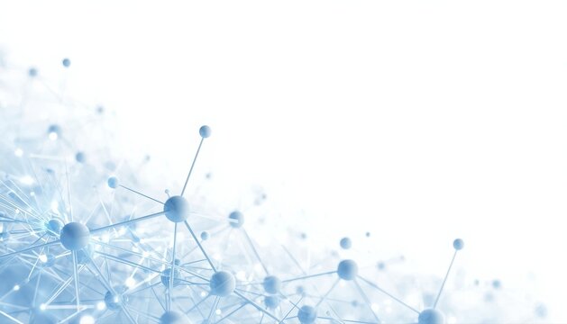 Abstract blue molecular structure with connected spheres on white background for scientific and medical research concept molecule structure scientific chemistry research technology connection