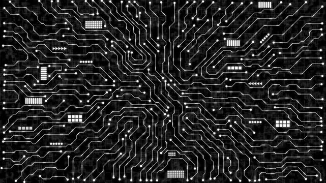 Circuit board background, line computer wallpaper abstract, animation innovation tech futuristic system, technology electronic hardware pcb virtual animation