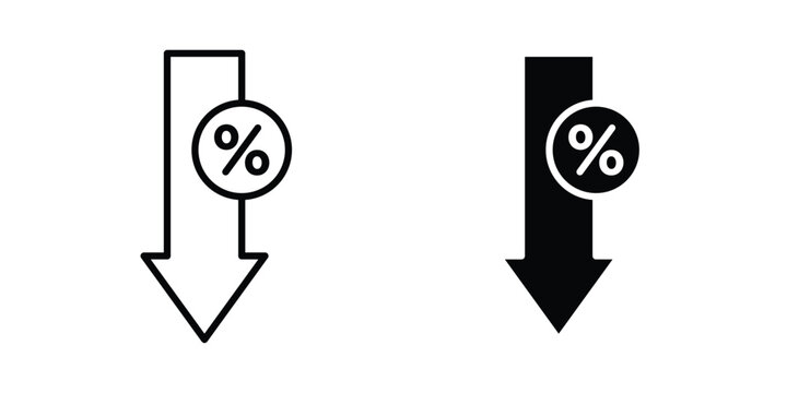Percent down icon symbol Isolated. Vector Illustration.