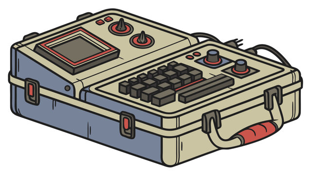 Portable sampler illustration electronic music production beatmaking audio device technology