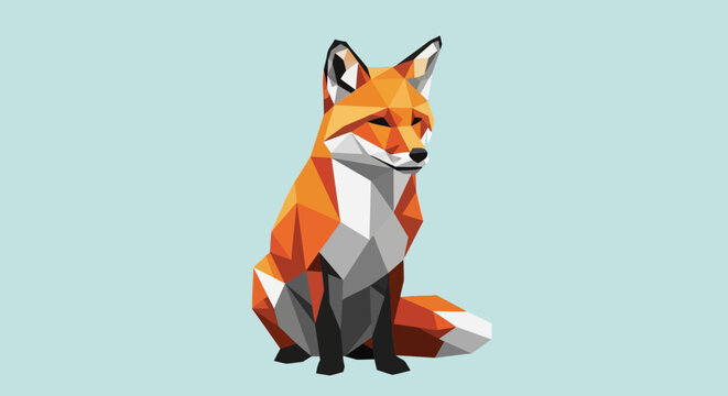 Captivating Low Poly Fox Vector Art Depicting a Wild Animal in a Modern Geometric Style with Vibrant Colors and Sharp Lines