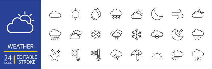 Weather icon set Editable Stroke © rasya