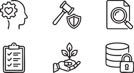 Fototapeta premium Compliance Management Risk Assessment and Transparency Monitoring Line Icons Set