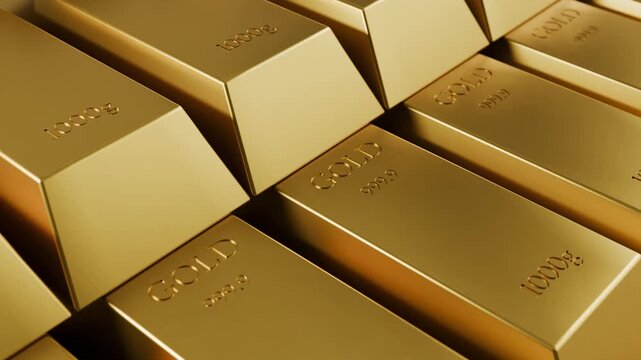 Gold bar row stack, concept store of value wealth savings security