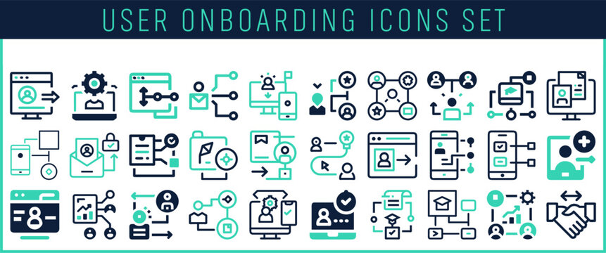 Set of diverse vector icons for mobile user onboarding processes