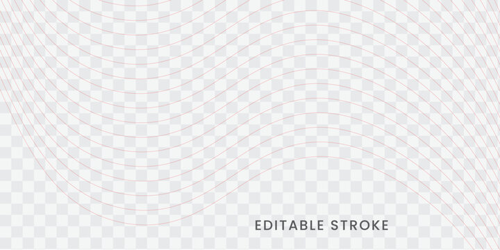 Wavy red lines on transparent grid background editable stroke vector illustration