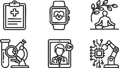 Obraz premium Healthcare Management and Medical Research Icons