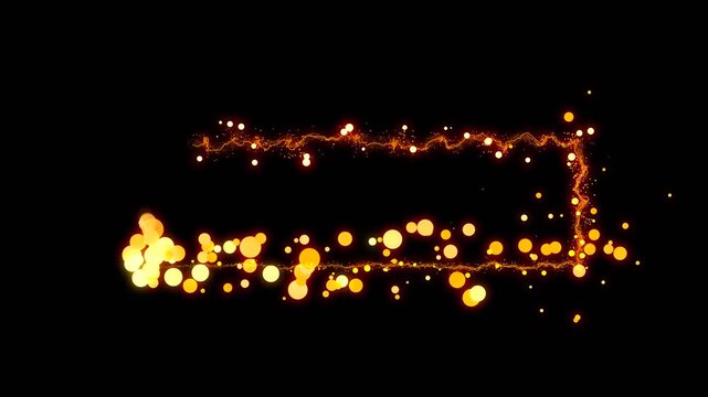 particles glowing reveal effect with blank sign box for text motion graphic title