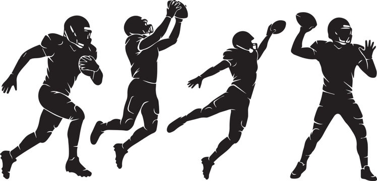 American football player silhouettes in action