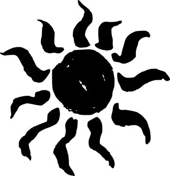 Stylized sun sunburst tribal tattoo silhouette icon for summer decoration vector graphic element slice number 33