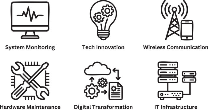 System Monitoring IT Support and Cloud Infrastructure Icons