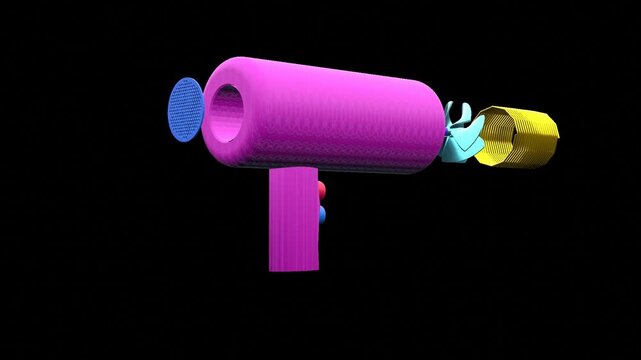 20 seconds seamless looping exploded view animation hairdryer motor impeller heater element nichrome wire visualizer education engineering