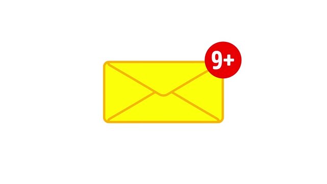 Animation Email envelope receiving new message notification with unread count.