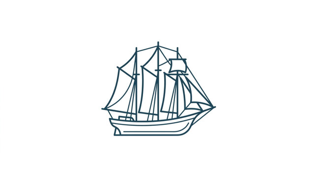 Vintage Sailing Ship Illustration Isolated on White.