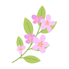 Obraz premium Blooming Flower Branch Flat Vector Illustration.