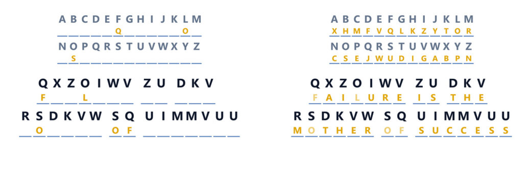 Cryptogram puzzle with answers in colorful text and grid format  