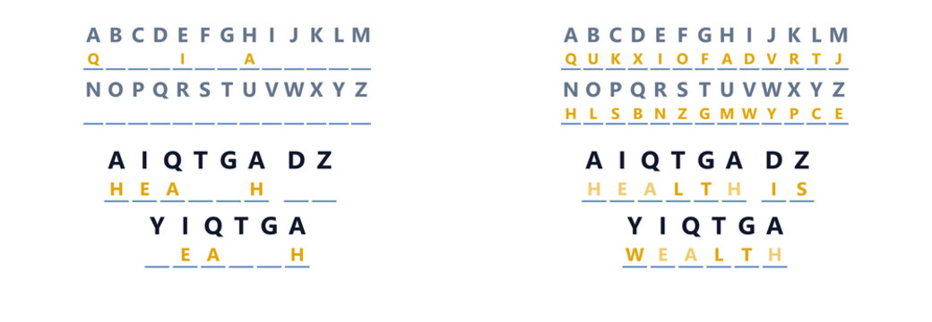 Cryptogram puzzle with answers displayed on white background  