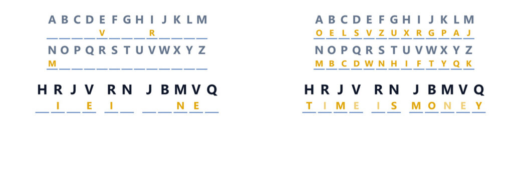 Illustration of Cryptogram puzzle with answers providing clarity  