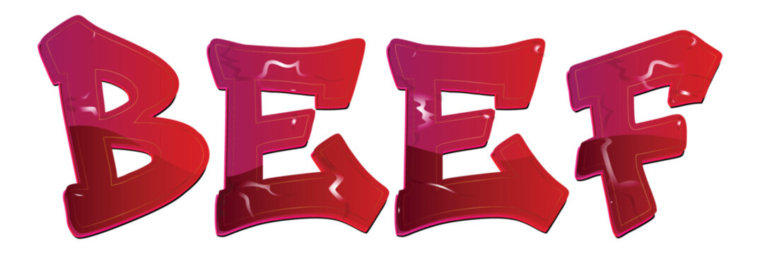 Beef graffiti meat text effect typography lettering vector illustration