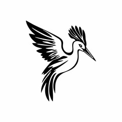 Fototapeta premium Elegant Minimalist Crane Bird Line Art Vector Logo Design with Modern Wildlife Silhouette Illustration