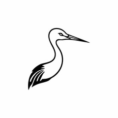 Fototapeta premium Elegant Minimalist Crane Bird Line Art Vector Logo Design with Modern Wildlife Silhouette Illustration